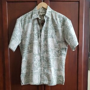 Men's Cooke Street Honolulu Green Patterned Short Sleeve Button Down Shirt
